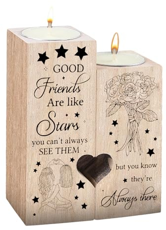 1 Par De Candelabros De Madera En Forma De Corazón, Artesanía De Madera, Regalos De Amistad Femenina, Regalos Decorativos Para Mejores Amigas, Hermanas Y Colegas