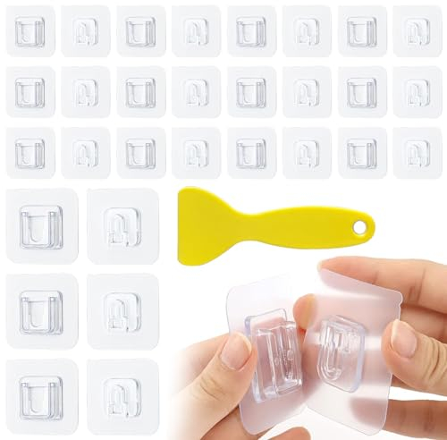 DMNQ 30 Paia di Ganci da Parete Adesivi Trasparenti Ganci Multifunzione Autoadesivi Ganci Adesivi Double Face Trasparenti Senza Fori Adatti per Bagno Esterno Cucina Trasparenti
