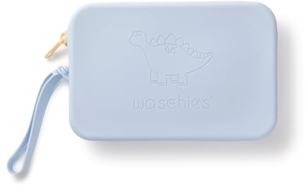 Waschies mittelgroßer Kulturbeutel in Pastellblau, BPA-freies Silikon-Etui | Für Baby-Hautpflege & Hygieneartikel, maschinenwaschbar, wiederverwendbar & wasserabweisend, ideal für Reisen & Alltag