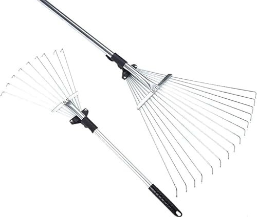 BONAFIDE Telescopic Metal Rake | Adjustable Soil Rake | Rake for Gardening | Lawn Rake | Artificial Grass Leaf | Heavy Duty Telescopic Leaves Rack | 15 Tines Soil Rake | Moss Rake