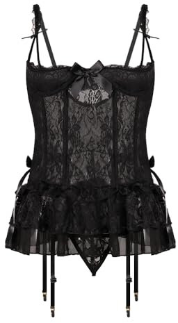 mini kitty Lingerie Set for Women Strappy Adjustable Half Cup Naughty Bra and Panties Set with Nipple Covers Suspender and Garter Belt Nightwear Nightdress for Cosplay Honeymoon