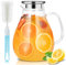 SUSTEAS Carafe d'eau 2,5 Litres (75 oz) avec Couvercle et Large Anse - Carafe en Verre Facile à Nettoyer pour Réfrigérateur - Pichet pour Eau Froide/Chaude, Thé Glacé - Inclut Brosses de Nettoyage