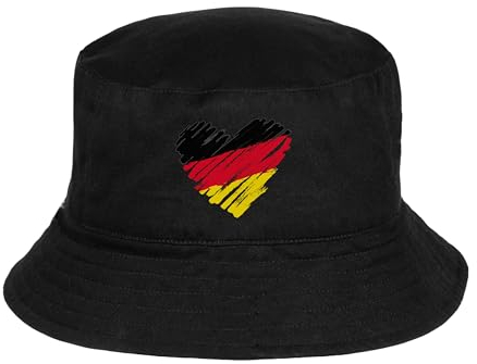 Capelli New York - EM Fischerhut, Deutschland Herz-Motiv, wendbar - Black Combo