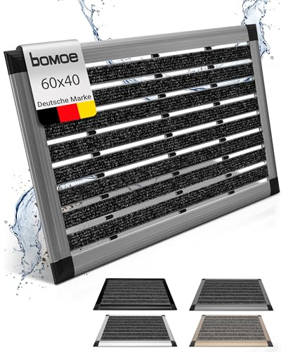 bomoe Fußmatte Aussenbereich Alu Fußabtreter Haustür Schuhabstreifer | 40x60 cm Blau-Grau Eingangsmatte Alu-Fußmatten Fußabstreifer aussen Schuhabtreter außen. AluGant