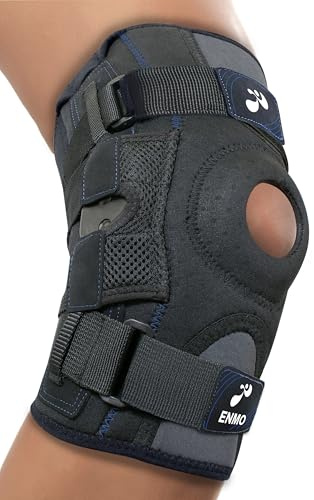 Enmo Max - Rodillera con bisagras laterales dobles, M, M, para dolor en las articulaciones, ACL, MCL, lesiones de ligamentos, tendinitis, correr, sentadillas, deportes, alivio del dolor