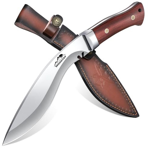 Moontay Outdoor Survival Messer VG10 Stahl, Jagdmesser Feststehende Klinge mit Scheide, Großes Full Tang Machete Bushcraft Camping Messer mit Holzgriff, Geschenke für Männer