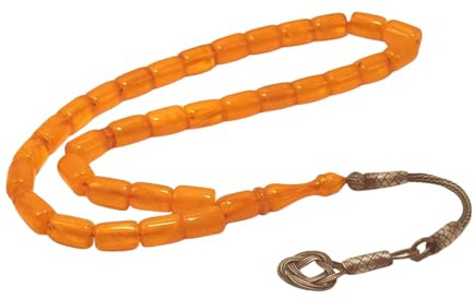 Generisch Tesbih SIKMA Kehribar & Gümüş Kazaz Püskül Kapsül Kesim Gümüs 925 Silber Gebetskette Misbaha Tasbih Rosary Subha Amber Rosary Silver Geschenkidee