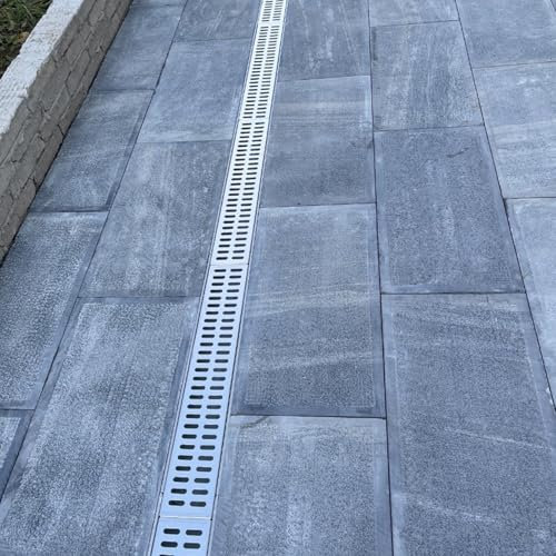MNIHSFRTY Rejilla de Drenaje para Patio, desagües de Canal Estrecho para Exteriores, Sistema de Drenaje de Zanja Lineal para Patio, Lavabo de Drenaje con Malla de Acero Inoxidable, fácil de