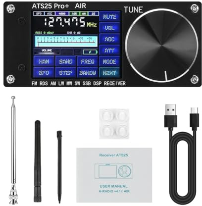 Fozriybefy Receptor de Radio de Banda ATS25 Pro+ Air FM SW SSB MW LW Air SDR Receptor de Banda de Aviación Compatible con Bluetooth WiFi