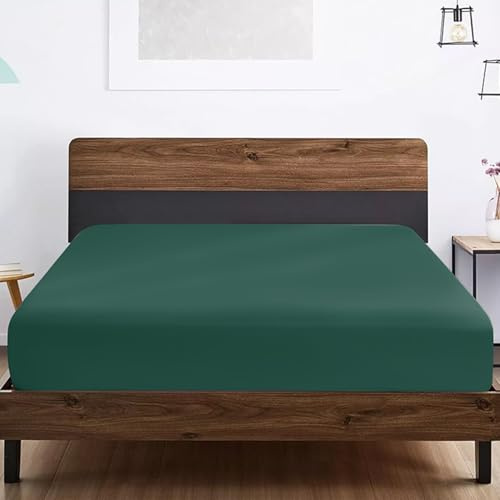 SSW HOMES Single Fitted Sheet Emerald - Deep Pocket 12 inch(30cm) - Soft Easy Care Brushed Microfiber Plain Bed Sheet - Hotel Quality Shrinkage and Fade Resistant Bedding