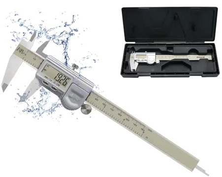 Digitaler Messschieber IP67 Wasserdicht, 300 mm Elektronische Schieblehre aus Edelstahl, Staubdichtes Messwerkzeug, 0,01 mm/0,0005 Auflösung für Industrie & Werkstatt (300 mm)
