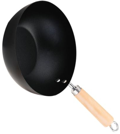 FUNNETOYU Padella Wok in Acciaio Inox 22 Cm Antiaderente Piccola Per Friggere Con Impugnatura Ergonomica, Padella Per Fornello a Gas e Cucina Di Tutti i Giorni, Per Casa e Campeggio