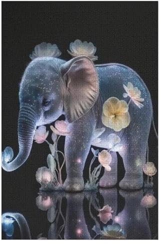 Holzpuzzle 1000 Teile, Elefant Puzzles Erwachsene Und Kinder, Am Besten Für Die Familienspielsammlung 78×53cm