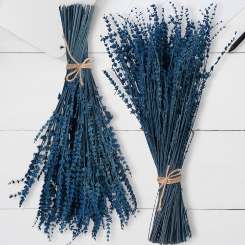 2 Bundles 350 Stems Dried Blue Lavender Flowers, 17 Dried Lavender Bundles Dried Blue Flowers, 4.23oz Preserved Lavender Stems Bouquet for Shower Wedding Home Fragrance Vase Crafts Decor