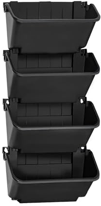 Dokiiovo Hängender vertikaler Wand-Pflanzgefäß, Hängende Pflanztaschen, Vertikaler Wand-Blumentopf, Vertikaler Garten Pflanzenwand, Wandmontierter Pflanztasche für Gärten, Balkonen (Schwarz, 4PCS)