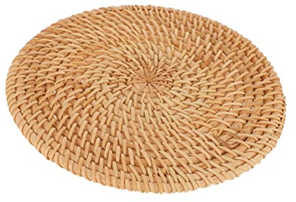 UKCOCO Tovaglietta Rotonda Intrecciata in Rattan Resistente al Calore e Antigraffio Decorativa per da Pranzo Protezione Macchia per Uso e Festività