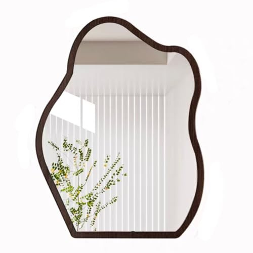 Asymmetrischer Wandspiegel Mit Holzrahmen Unregelmäßiger Moderner Hängender Spiegel for Wand for Wohnzimmer Schlafzimmer Badezimmer Eingang Flur Dekorativer Künstlerischer(36 * 56cm)