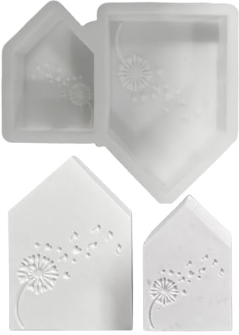 2 Stück Silikonformen Gießformen Häuser, Silikonform Haus mit Löwenzahn Muster, Gießformen Silikon Haus, Silikonform Mini Häuser, Kerzenform Seifenform Epoxidharz Formen für Seife Gips