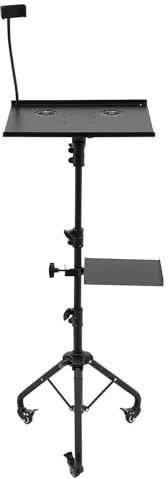 Dettchan Soporte para proyector negro, soporte para portátil de altura ajustable, soporte de suelo multifuncional con ruedas omnidireccionales y bandeja, para dormitorio, sala de estar, oficina 53 x