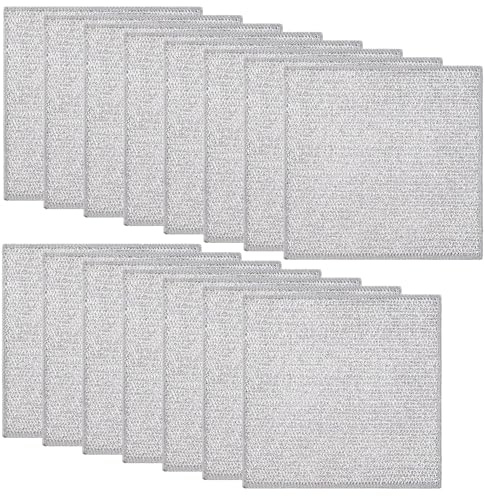 PLUSHCEWT 15 Stück Doppellagige Geschirrspüllappen, Spüllappen Waschbar, Mehrzweck-Geschirrspüllappen für Nass und Trocken, Mikrofaser Reinigungstücher 20x20 cm, Lappen Küche, Teiger Teigtuch