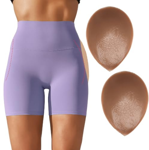 POMAMZ Coussinets adhésifs en Silicone pour Les Hanches des Femmes – Silicone Hip Pads Coussinets adhésifs réutilisables pour l'augmentation des Fesses, Cacao, L