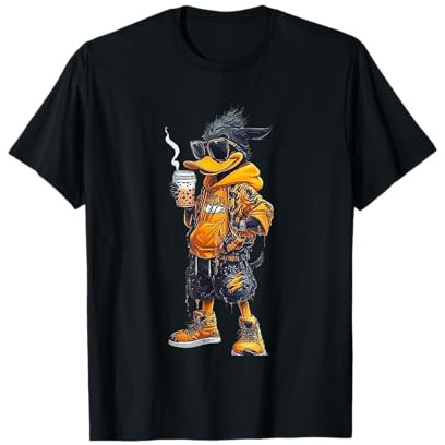Pato CAFÉ Animal de Dibujos Animados para niños. Camiseta