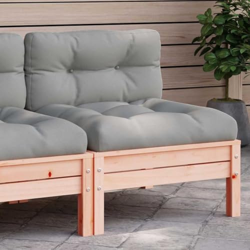 Teenpull Trädgårdssoffa utan armstöd, massivt trä douglasi, grå, 63 x 63 x 62,5 cm, modulär loungesoffa med kudde, robust utomhusmöbler för terrass och trädgård