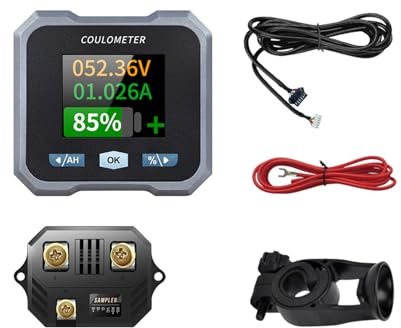 LIXSAZSE Monitoraggio batteria intelligente con shunt amperometro voltmetro Monitoraggio batteria Bluetooth Bluetooth Affidabilità, Staffa per manubrio