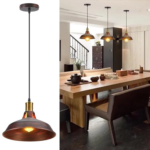 Pendelleuchte Vintage ø27cm Retro HäNgelampe Industrial Lampenschirm | Metall Beleuchtung Leuchten E27 Fassung HäNgeleuchte FüR Esszimmer KüChe Restaurant Flur