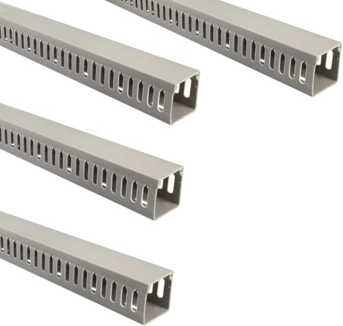 Jandei - Lot de 4 gouttières fendues pour câbles, organisateur de bureau, revêtement en PVC, couleur grise, longueur 40 cm (40 x 40 mm)