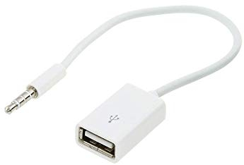 adaptare 14030 10 cm Aux-In-Kabel 3,5-mm-Klinke-Stecker auf USB 2.0-Buchse Typ A weiß