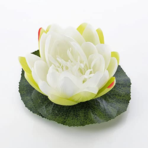 artplants.de Künstliche Seerose Safina, schwimmend, weiß, 7cm, Ø15cm - Textil Rose