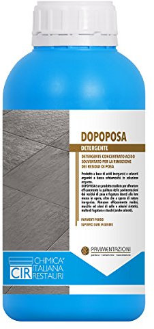 DOPO POSA - Detergente acido solventato per la rimozione di colla e residui di stucco per gres, ceramiche, manufatti e pietre - Flacone da 1 litro