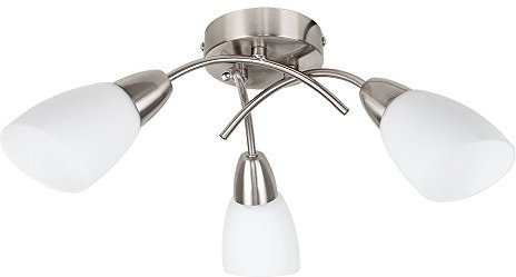 MiniSun | Modern 3 Way Brushed Chrome Ceiling Light Fitting with Frosted Glass Shades | Pendant Lights, Home Décor & Improvement Essential