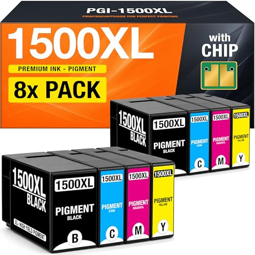 Supply Guy 1500XL Bläckpatroner kompatibla med Canon PGI-1500XL för MAXIFY MB2750 MB2700 MB2150 MB2050 Multipack 8 patroner