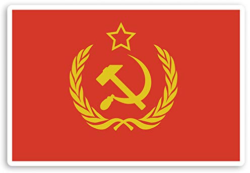 Vinyl-Aufkleber #31654, Flagge der Sowjetunion – Roter Hammer & Sichel, 10 cm, 2 Stück 10cm Wide rot