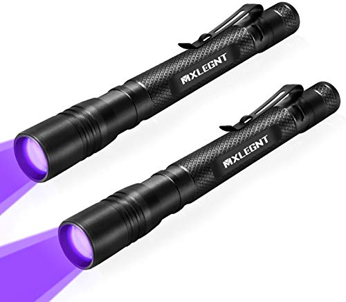 MXLEGNT Torcia UV 2 Pacchi 395nm Luce Nera Torcia Ultravioletti Blacklight Zoomabile Alimentate da Batteria AAA (Luce Nera, 2 Pezzi, Batteria Non Inclusa)