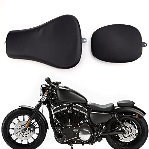 Coussin de siège moto, Siège solo du pilote avant de moto et coussin de passager arrière pour Sportster XL 48 72 1200X 1200V Iron 883 XL883 Forty Eight Seventy Two 1200, noir.