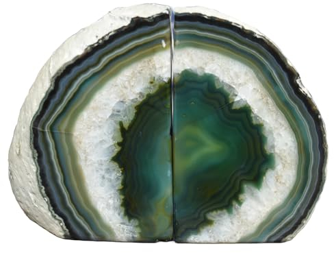 Nature's Decorations - Luxuriöse schwarze Achat-Buchstützen – Set mit 2 rutschfesten Buchstützen – Vintage & Natur Edelstein Buchstützen – Perfekt für Heimdekoration & Geschenk – Extra groß (klein