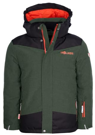 Trollkids Norefjell Veste de ski imperméable et coupe-vent pour enfant, vert sapin, 116