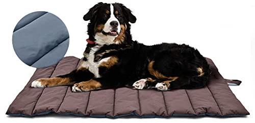 XIAPIA wasserdichte Hundematte für Outdoor, Waschbares Hundebett, Antistatik, Hygienisch, Faltbar, Große Reisedecke für Haustier 110x68 cm (Braun/Blau)