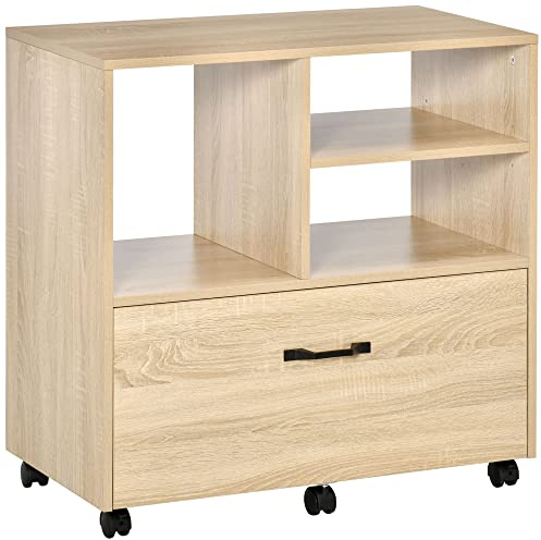 Vinsetto Mobile Multiuso per Ufficio in Legno 5 Ruote 77x40x73cm Legno