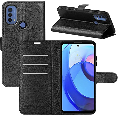 Fertuo Funda para Motorola Moto E20 / E40 / E30, Carcasa Libro con Tapa de Cuero Piel Wallet Case Flip Cover con Kickstand, Hebilla Magnetica, Ranuras para Tarjetas para Moto E20 / E40 / E30, Negro