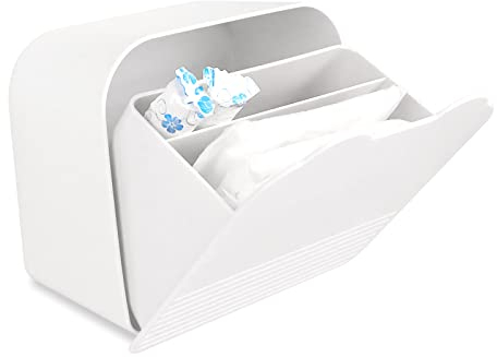 Tuciyke Damenbinden Box,Kunststoff Hängen Tampon Aufbewahrung Box 15.5 * 15.5 * 9cm Damenbinden Organizer für Badezimmer für Mädchen, Frauen, Damen (Weiß)