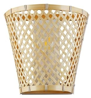 BarcelonaLED Applique murale en osier avec culot E27 Blanc et abat-jour en forme de panier bambou rotin pour lumière haut et bas intérieur Table de chevet salon chambre