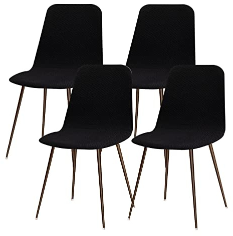 Lydevo Stuhlhussen 4er Esszimmer Strech Stuhlhussen für Esszimmerstühle Universal Waschbar Bezug Stuhlhussen Skandinavisch Stuhlüberzug für Küchenstühle Hotel Bankett,Diagonal#Schwarz
