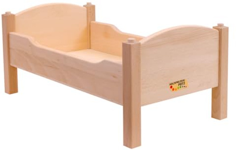 Holzspielzeug Peitz Puppenbett aus Holz | Puppenbett für Puppen bis 50 cm | Natur oder Geölt | Robustes Buchenholz