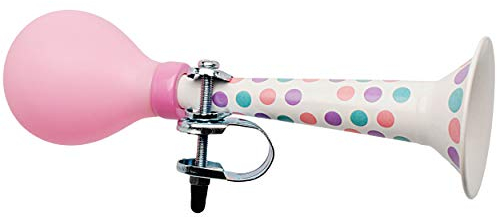 alles-meine.de GmbH Fahrradzubehör Artikel & Motivwahl universal - Fahrradhupe/Soft - LAUT - Bunte Punkte - weiß - lila/rosa/türkis - stabiles Metall - Ballhupe - Fahrr..