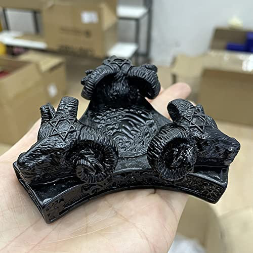 Crow Six Pointed Star Ram Skull Statue Resin Crafts Ornaments Crystal Ball Base Home Decoration,Six Pointed Star Ram