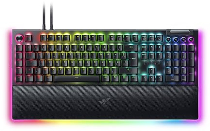 Razer BlackWidow V4 Pro (Switches Jaune) - Clavier Gamer Mécanique Snap Tap (Switches Mécaniques Silencieux, 8 Touches Macro Dédiées, Repose-Poignet en Similicuir) AZERTY Clavier FR | Noir